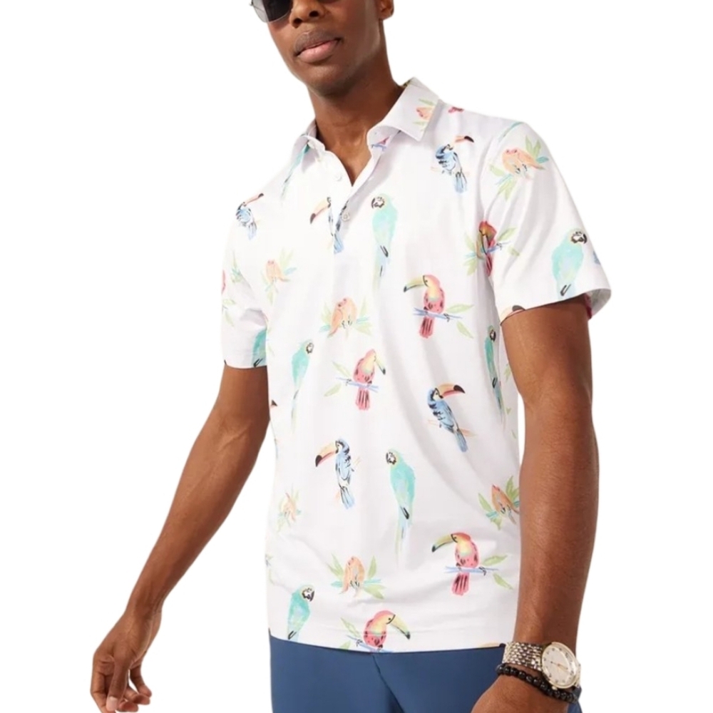 Chubbies The Dude Where's Macaw Performance Polo Mens Size Large‎ New